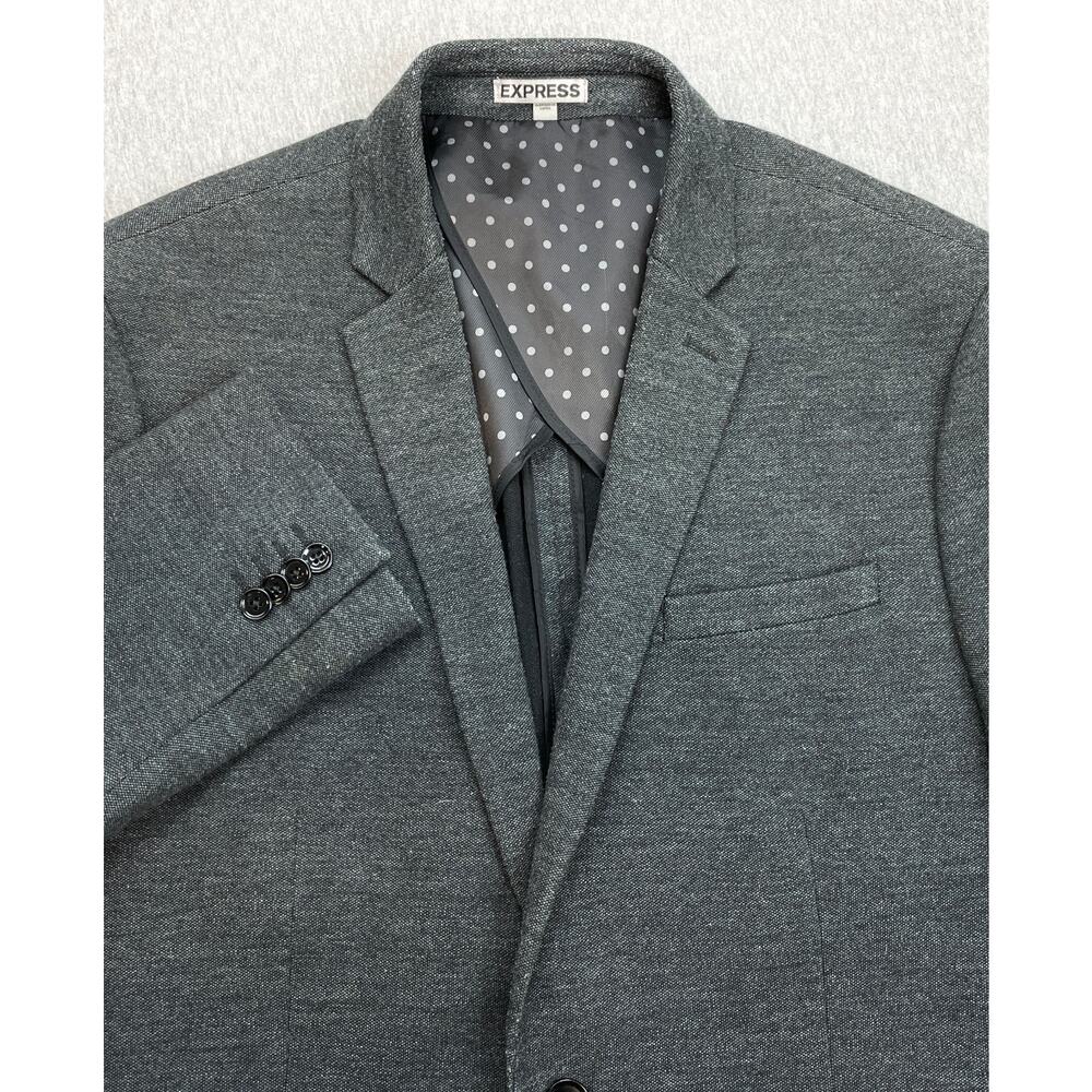 Express‎ Blazer Mens 44R Gray Cotton Blend Photographer Fitted 2-Button Jacket